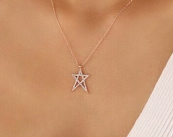 Star Silver Necklace, Stars Gold Necklace, Star Celestial Jewelry, Gold Star Pendant, Star Charm Layered Necklace, St Valentines Gift