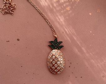 Pineapple Sterling Silver Necklace, Rose Gold IVF Lucky Charm, Embryo Transfer Luck