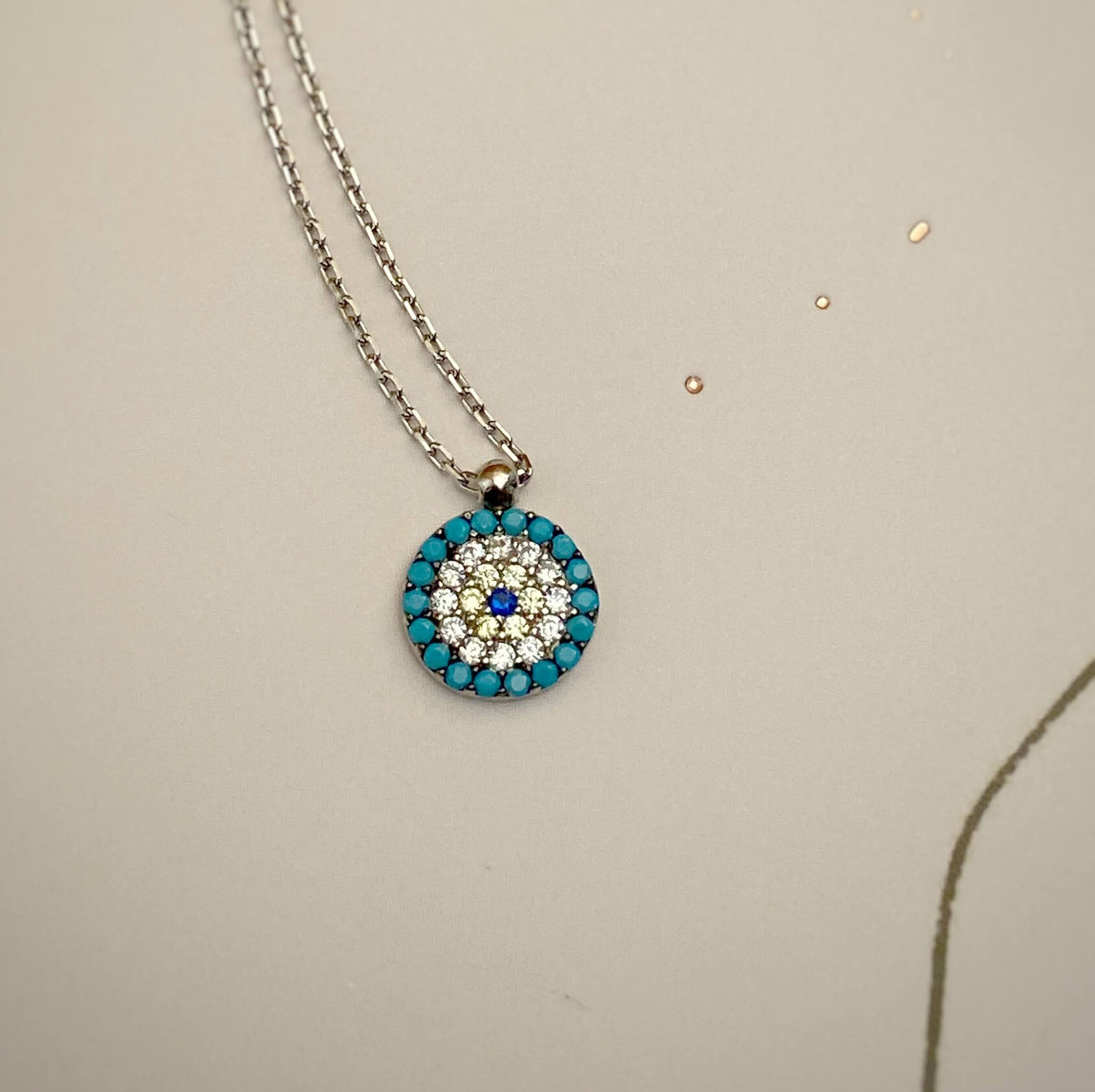 MYSTIC JEWELS by Dalia – Collana Filigrana con occhio turco, in argento Sterling 925 e Argento, cod. 1 MYSTIC JEWELS by Dalia – Collana Filigrana con occhio turco, in argento Sterling 925 e Argento, cod. 1