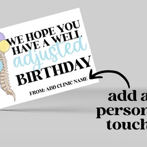 Carte postale chiropratique d’anniversaire | Envoyeur chiropratique | Carte postale chiropratique | Anniversaire bien ajusté
