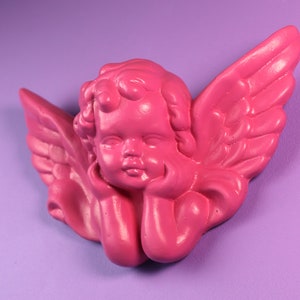 Medium 8x5.5inch - 20x14cm Cupid CHERUB ANGEL Hot Pink Wall Hanging Rococo Baroque Ornate Cherub Sculpture