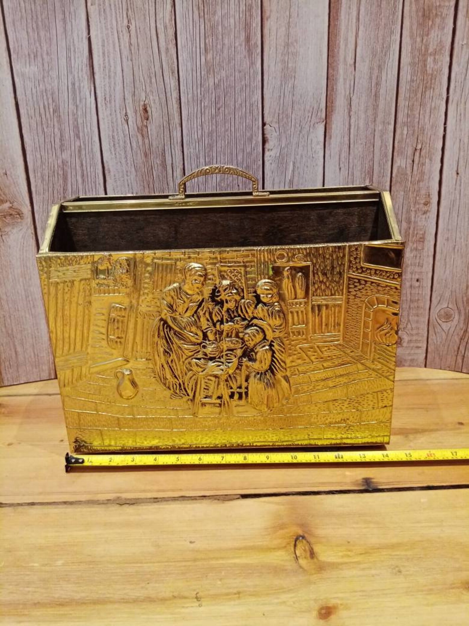 Vintage Brass Magazine Holder Double Etsy