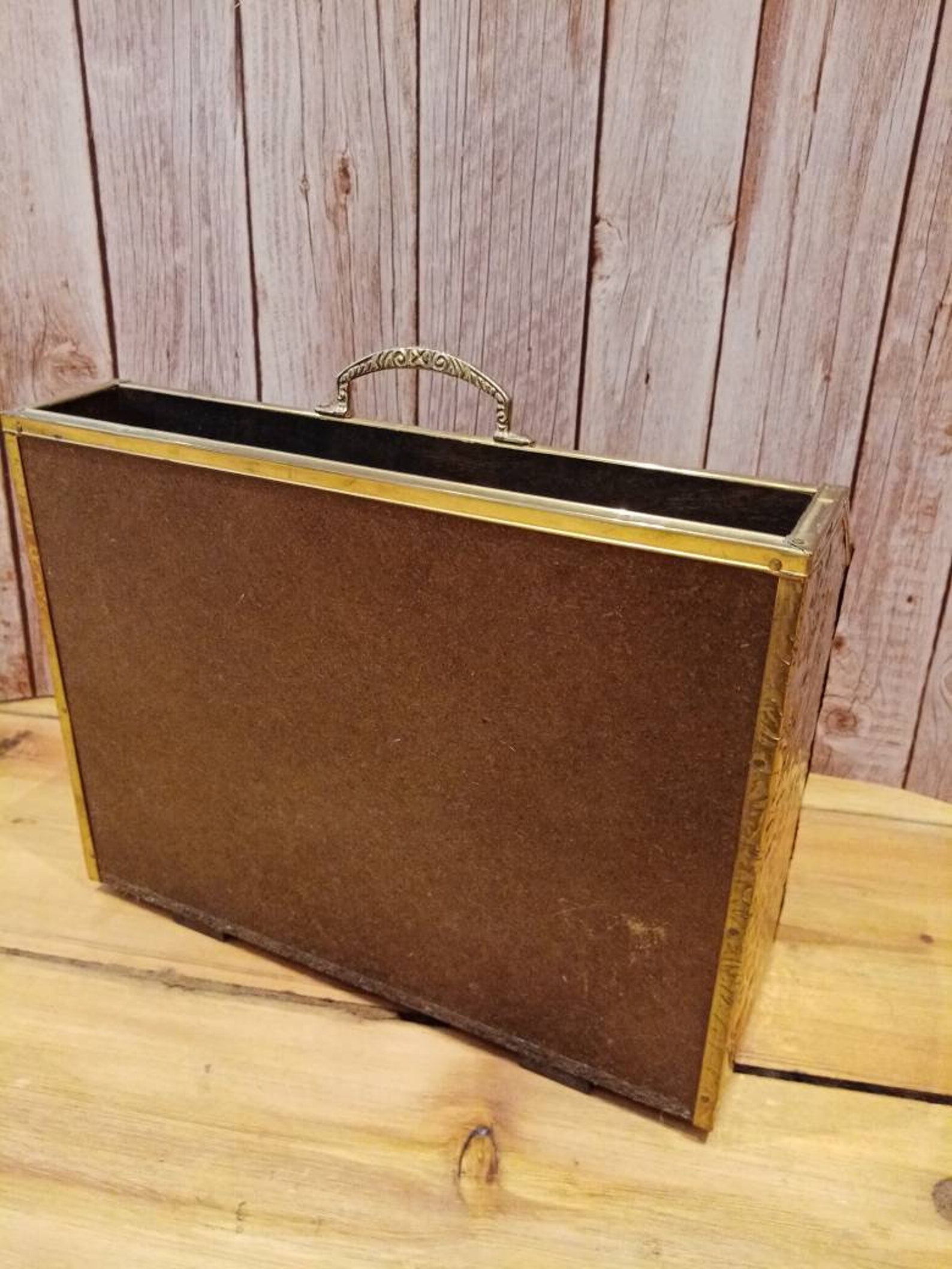 Vintage Brass Magazine Holder Double Etsy