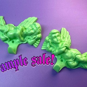 Sample Sale | Mint Green | MINI Pair of Cherub | Cupid | Angel | Key Hooks | Wall Hanging | Rococo | Baroque | Ornate | Sculpture