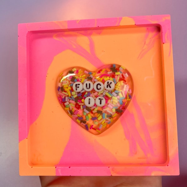 Fuck it | Rude | Wall Art | Wall Hanging | Friend | Partner | Pink | Orange | sprinkles | small | cute | for him | her | Them