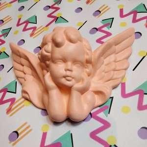 Medium | Peach | Pastel | Cherub | Angel | Cupid | 8x5.5inch - 20x14cm | Wall Hanging | Rococo | Baroque | Ornate | Sculpture