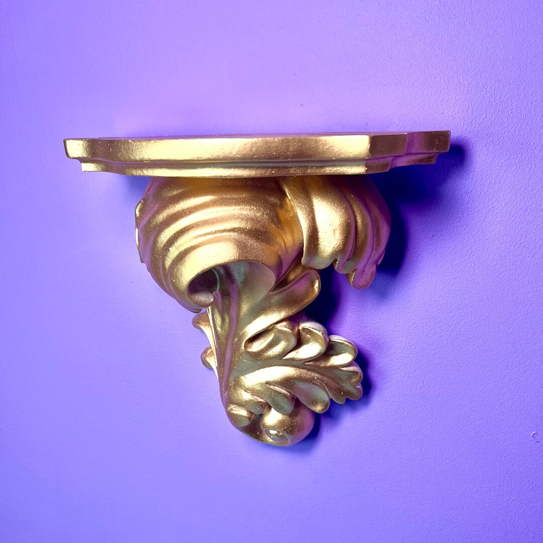 Gold, Ornate, Wall Shelf, Wall Hanging, Kitsch, Rococo, Baroque, Nouveau, Corbel, Unusual Gift