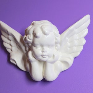 Medium | White | Cherub | Angel | Cupid | 8x5.5inch - 20x14cm | Wall Hanging | Wall Art | Rococo | Baroque | Ornate | Sculpture