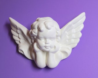 Medium | White | Cherub | Angel | Cupid | 8x5.5inch - 20x14cm | Wall Hanging | Wall Art | Rococo | Baroque | Ornate | Sculpture