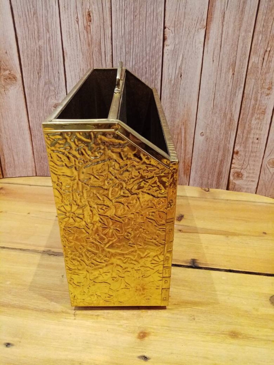 Vintage Brass Magazine Holder Double Etsy