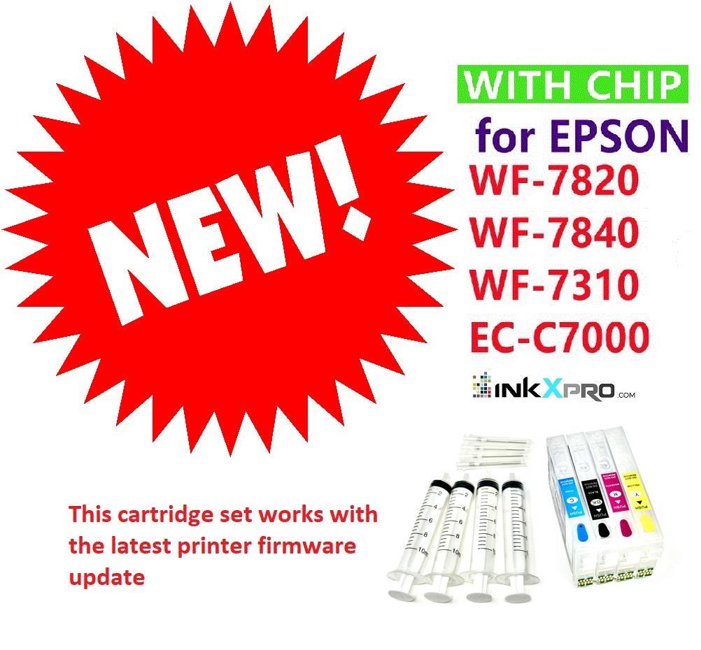 T812XL Refill with chips - Refillable cartridge with single use chips for WF7310, WF7820, Wf7840 - Perfect for Sublimation!