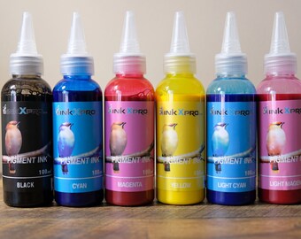 INKXPRO Pigment Ink 6x100ml, UV/Water Resistant for Epson Printers