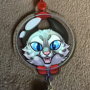 2.5&quot; Space Cat Catstronaut Double-Sided Acrylic Charm Star Keychain