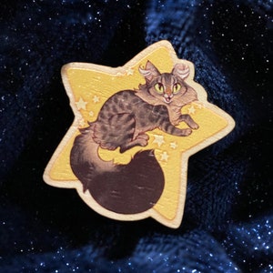 Ann Purrkins Star Wooden or Acrylic Lapel Pin