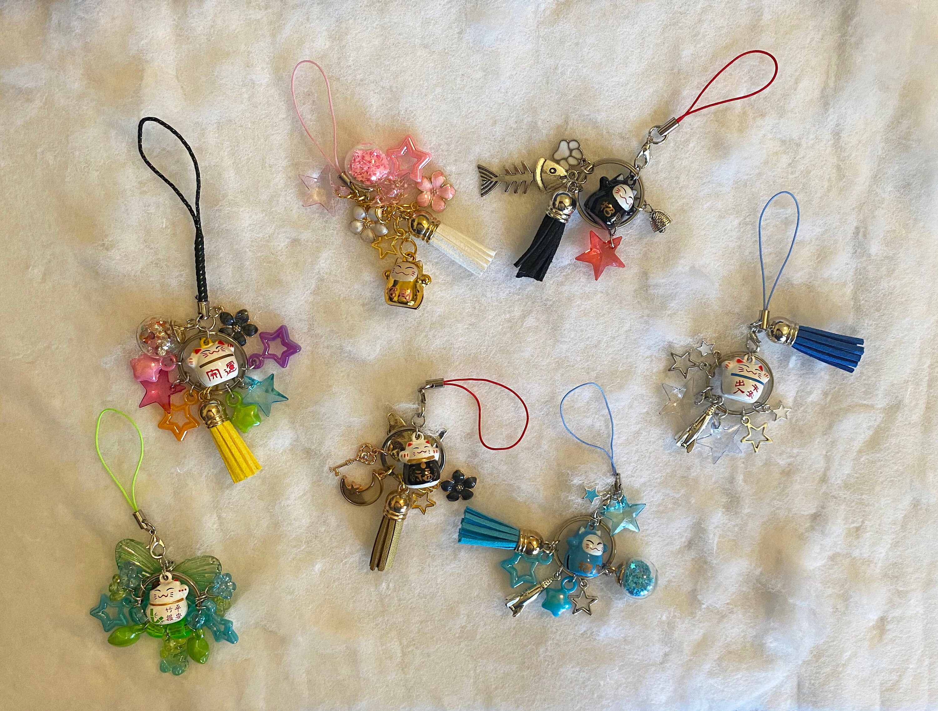 Lucky Cat Cluster Charms or Keychains - Etsy