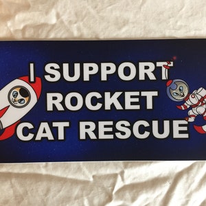 7.5" Rocket Cat Rescue Support Bumper Sticker