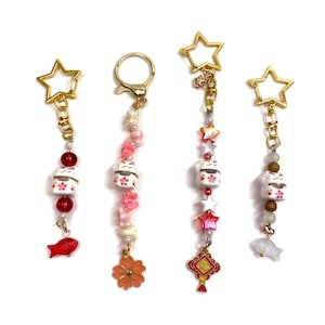 Cute Ceramic Lucky Cat Keychain Charms