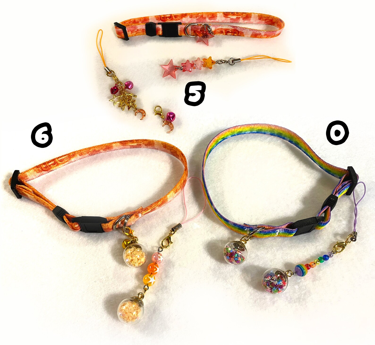 Custom Pancake Print Pet Collars & Matching Star Charms Sets