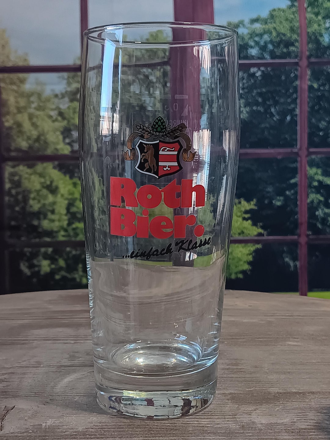 Vintage German Roth Bier 0.3L Tall Beer Glass - 7.25