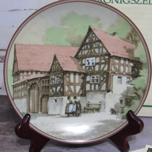 Germany Half-Timbered House Collectable Plate 3rd in Series - 1984 Bauernhaus in Fronhausen by Karl Bedal - German Farm House Display Plate