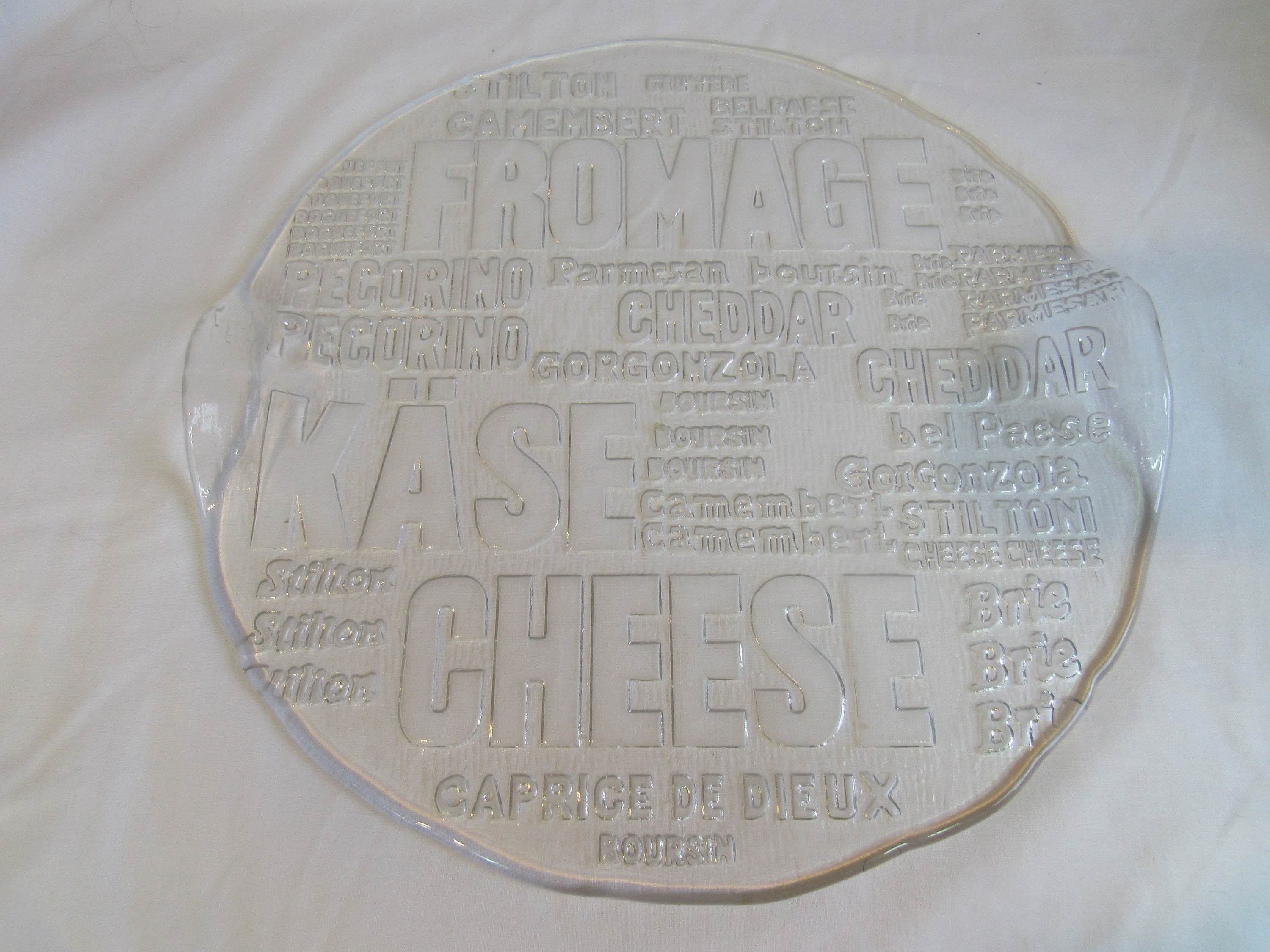 Vintage 13 Clear Glass Cheese Serving Platter w Names of Etsy