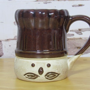 Chef Look Studio Art Mug - Cook w Mustache Wearing Chef Hat Ceramic Pottery Art Project Coffee Mug - Fun Unique Décor