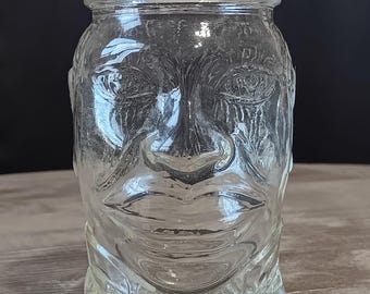1930s Nash's Prepared Mustard "Lucky Joe" Jar, No Lid - Vintage Joe Louis the Brown Bomber Boxer's Head Shaped Collectable Condiment Jar