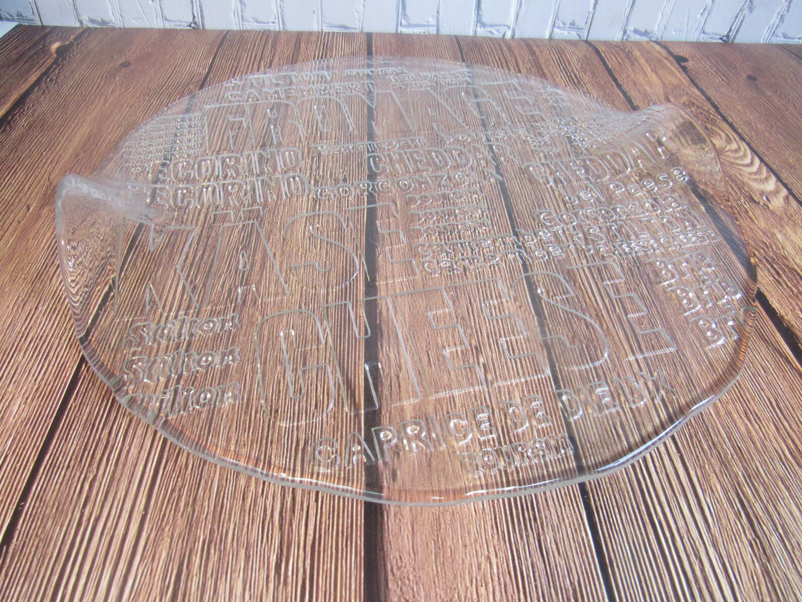 Vintage 13 Clear Glass Cheese Serving Platter w Names of Etsy