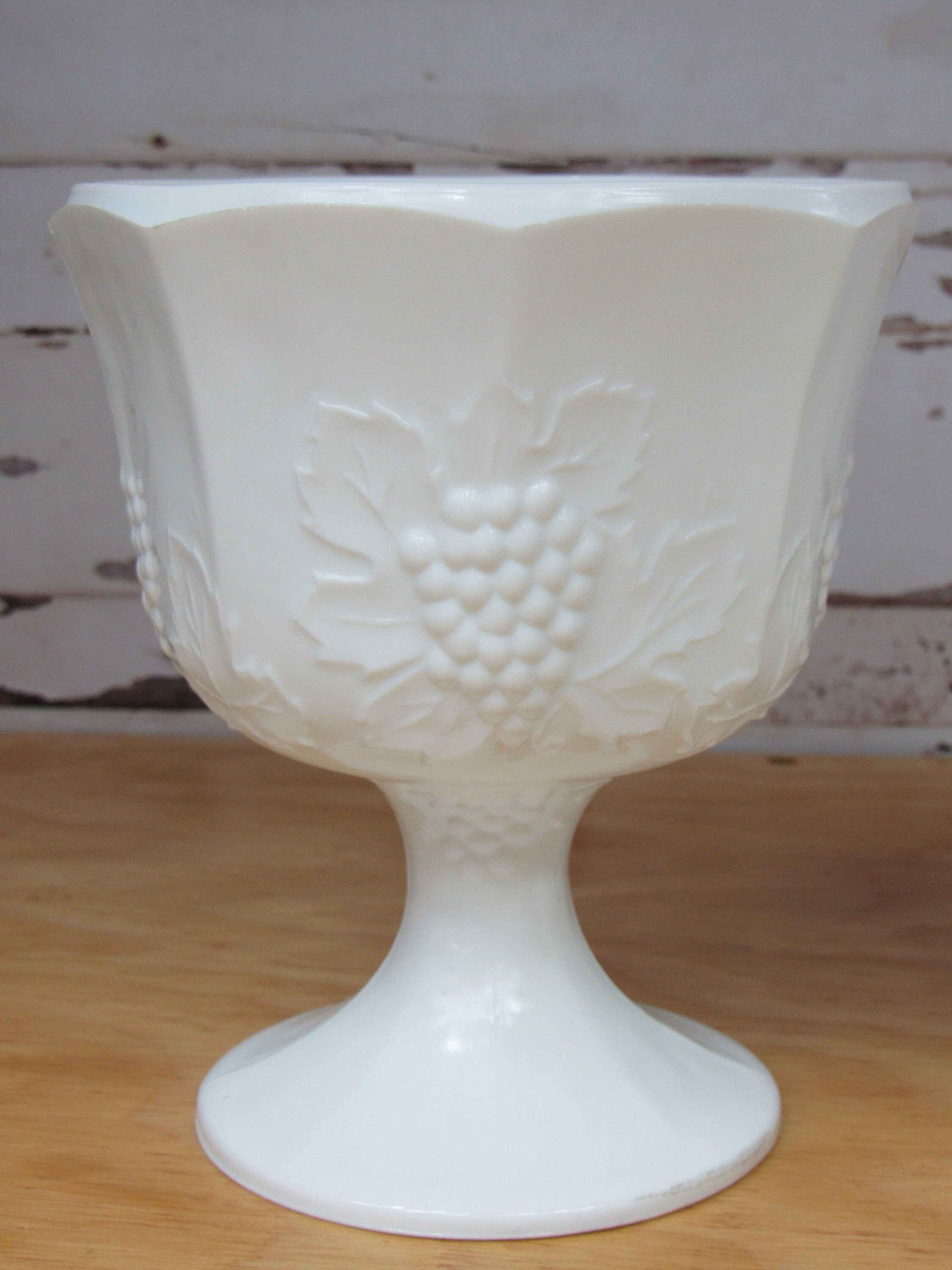 2 Vintage White Milk Glass Flower Arrangement Bases / Stemmed Etsy