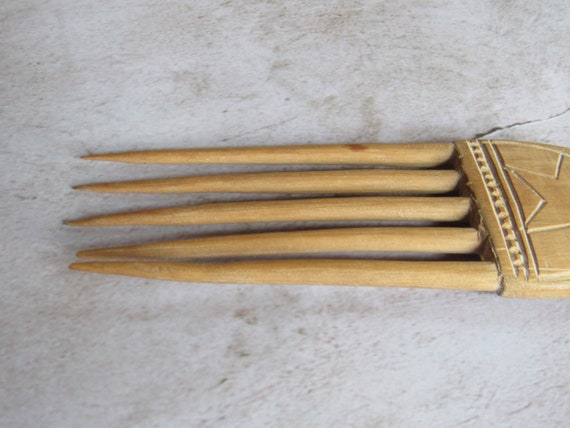 Hand Carved Hair Comb - Whittled From Wood One of… - image 3