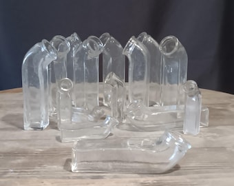 Antique Square Goose Neck Bottles - Industrial Glass Vapor Collection? - 15 total: 10x 5.5", 5x 5" - READ DESCRIPTION