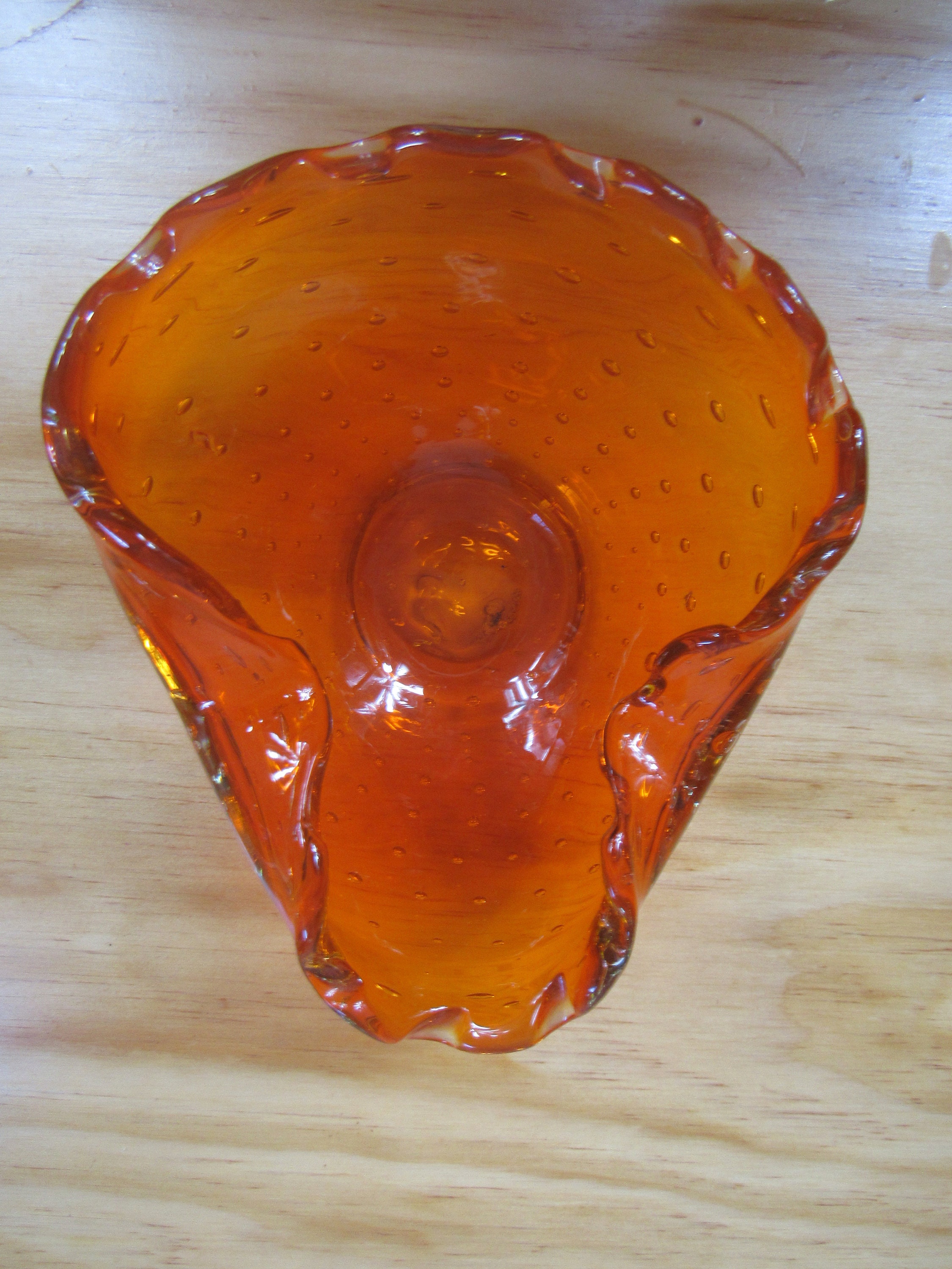 Vintage Hand made Blown & Cut Glass Decorative Bowl Unique Etsy