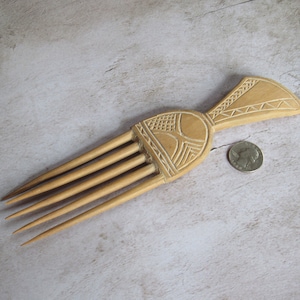 Hand Carved Hair Comb fr Dreads, Braids Hair Accessory - One of a Kind Whittled Wood Amateur Made Folk Art Unique Wooden Hair Pick