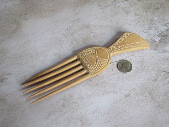 Hand Carved Hair Comb - Whittled From Wood One of… - image 1