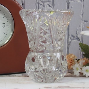 24% PbO Lead Crystal Bud Vase - 4.75&quot; Heavy Clear Cut Crystal Décor Made in Yugoslavia 1918-1992