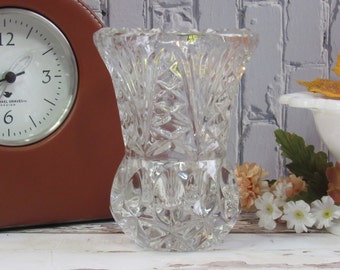 24% PbO Lead Crystal Bud Vase - 4.75" Heavy Clear Cut Crystal Décor Made in Yugoslavia 1918-1992