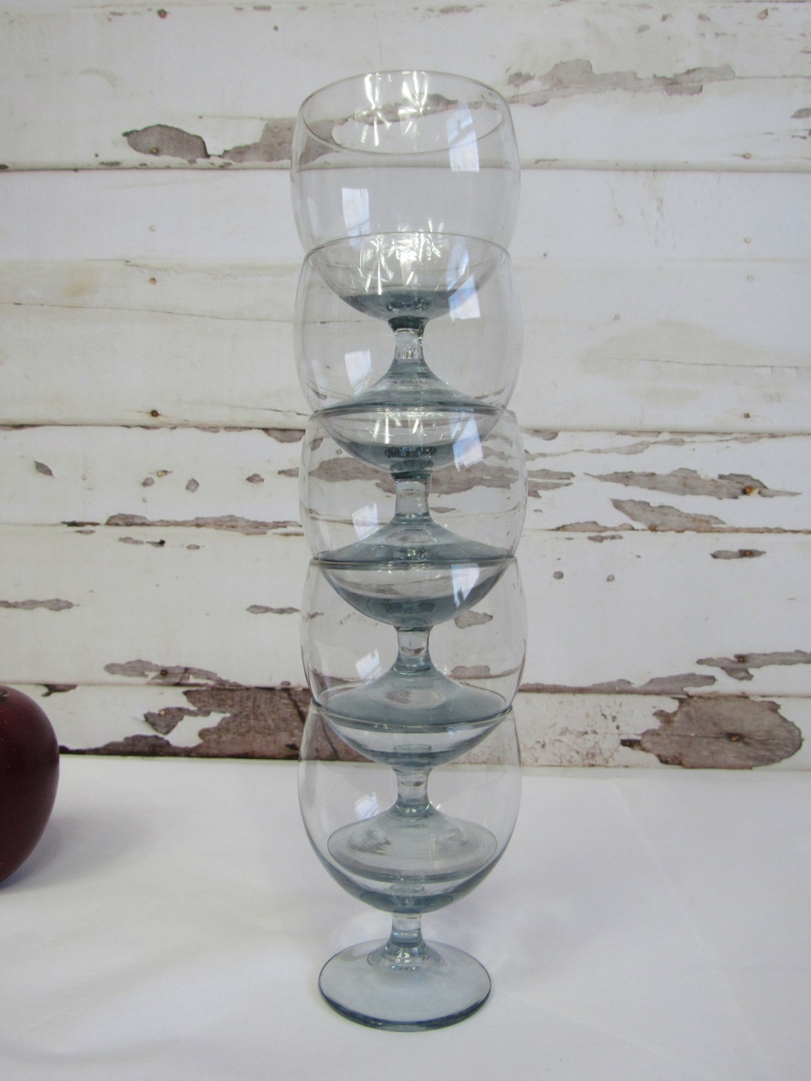 Set of 8 Vintage Cognac / Brandy Snifters Smokey Blue Gray Etsy