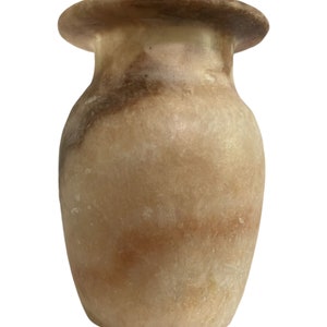 Museum Replica Beautiful Egyptian Hand Carved Alabaster Vase 3 x 3 inches