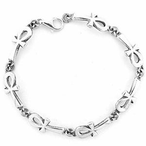 New Kemet Art Egyptian Jewelry Silver 925 Ankh of Life Bracelet