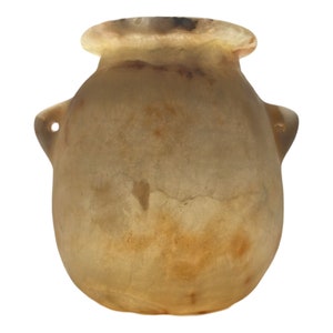 Museum Replica Beautiful Egyptian Hand Carved Alabaster Vase 6 x 6 inches