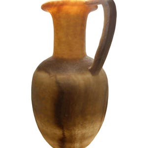 Hand Carved Alabaster Egyptian Museum Replica Vase Roman Era Design 14 x 8 inches