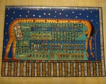 Kemet Art Egyptian Hand-Made Papyrus Painting - Large Size (Goddess Nut)