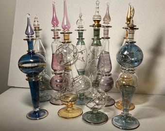 Kemet Handmade Mouth Blown Egyptian Perfume Bottles Glass 11 inches holds 4 OZ