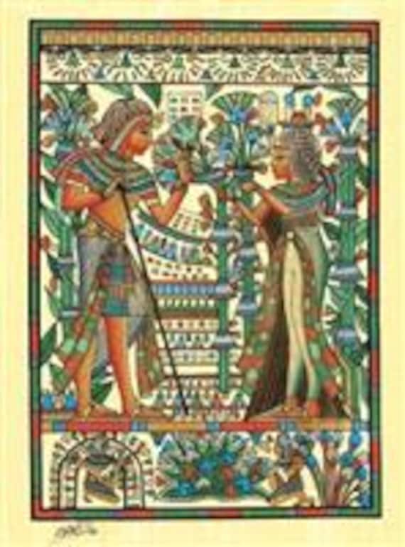 Kemet Art Egyptian Hand-Made Papyrus Painting Medium size 11.8 x 15.7 inches