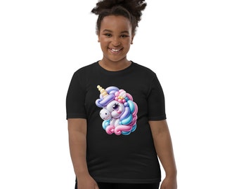 Kids' Vibrant Unicorn Bubble Art T-Shirt - Colorful, Soft Cotton Tee for Girls - Fun & Magical Casual Wear