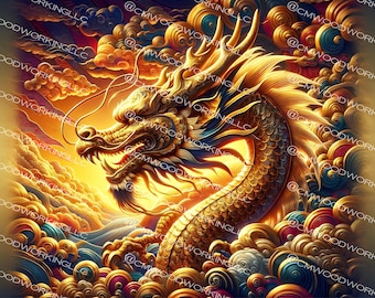 Lunar New Year Dragon PNG – Majestueuze digitale kunst (sublimatie)