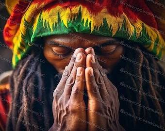 Rasta Digital Image Print, Jamaican Art Poster, Reggae Wall Decor, Bob Marley Inspired, Home Decor, Aluminum Print