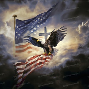 USA Patriot Eagle Cross Design - American Flag Digital Download | Sublimation File | Transparent PNG & Jpeg for DIY Crafts