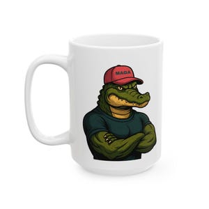 Funny Trump Supporter Mug: Alligator Political Meme, Conservative Gift
