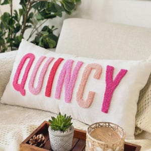 Personalized Baby Girl Room Name Pillow Cover Baby Girl Nursery Pillow Case Punch Needle Girl Kid Gift Dorm Gift Back to School Gift